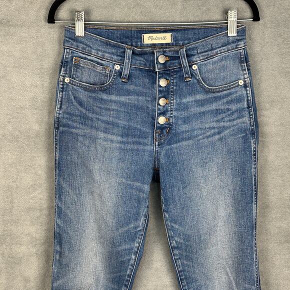 Madewell Jeans Womens 27 Blue Slim Straight Button Front Stretch Pockets Denim - Picture 2 of 14